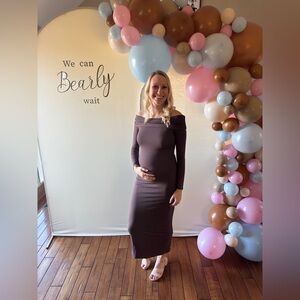 Park and Fifth Co Carlyle Off-Shoulder Brown Dress